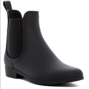 Matte black Jeffery Campbell forecast rain shoes